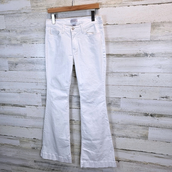Judy Blue Cher Boho Bell Bottom White Jeans 31 Stretchy Spring Summer Comfort - Picture 4 of 15